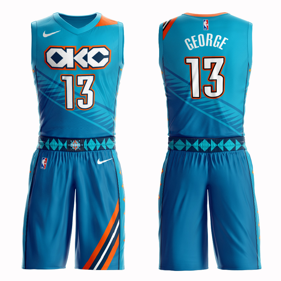 Customized 2019 Men Oklahoma City Thunder #13 George blue NBA Nike jersey->oklahoma city thunder->NBA Jersey